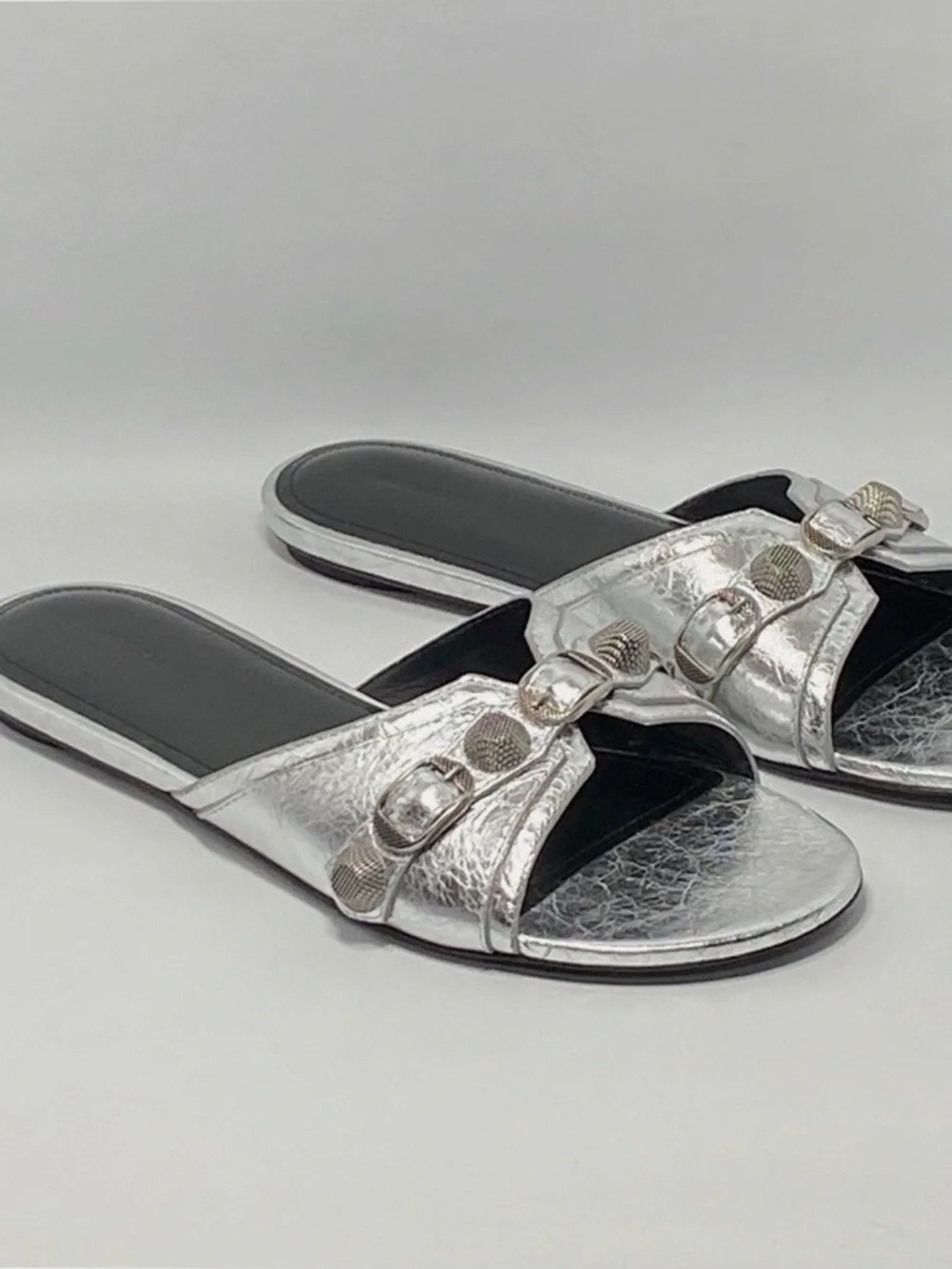 Balenciaga Le Cagole Slide Sandal Silver Sz 36 NWT